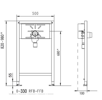 Інсталяція WERIT для пральної машини з сифоном 820-980х500х100 мм
