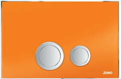 Клавіша змиву серії AVANGARDE до інсталяцій WERIT, помаранчеве глянцеве скло з латунними Клавішами