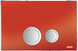 Клавіша змиву серії AVANGARDE до інсталяцій WERIT, червоне глянцеве скло з латунними Клавішами