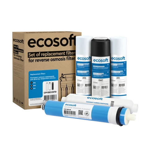 Комплект Standard из 5 картриджей Ecosoft для фильтра обратного осмоса без минерализатора