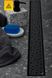 Душевой канал с черным корпусом из полипропилена, вертикальным фланцем для монтажа у стены и решеткой из нерж. стали, выпуск DN 40, 350 мм, Квадраты